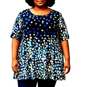 Maria Gabrielle 3X Blue Women's Top Shirt Blouse Plus Size22W 24W 3XL XXXL